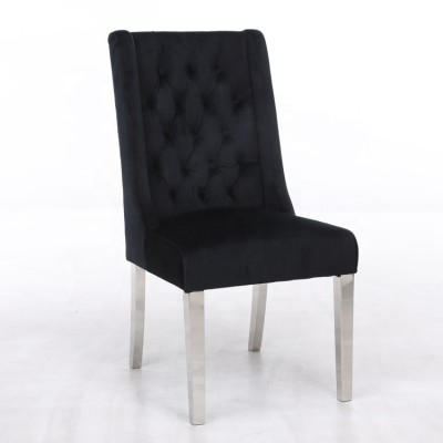 modern chrome leg velvet buttoned  chairs