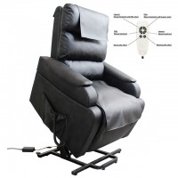 Storage Arms Power Electric Elderly Stand Up Helping Rise Dual Motor Lift Recliner Chair with Extra Headrest Armrest PU Covers.