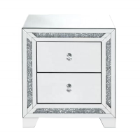 Dongguan factory direct hot sale crushed diamond bedroom mirrored bedside table