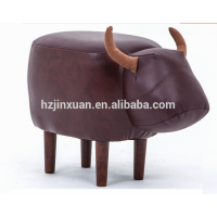 HW1A7858 No Folded and Home Furniture General Use Cow Skin Natural fur Stool teak wood unique cheap affordable stools ottoman