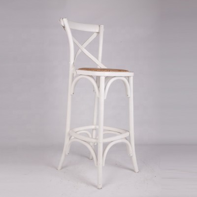 antique rattan white wood kitchen chair cross back bar chair stool