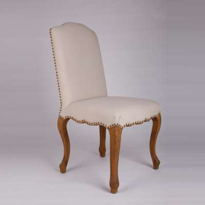 natural linen french antique style upholstered wooden frame chair